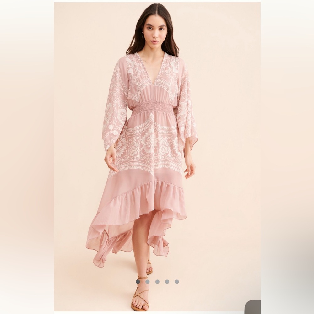 Anthropologie Embroidered Ruffle Dress